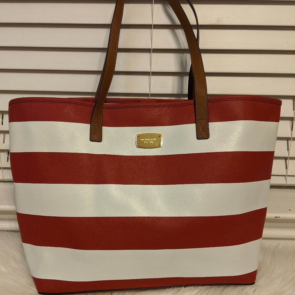 Michael Kors Striped Jet Set Saffiano Tote
